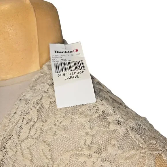 Daytrip Buckle Lace Flyaway Cardigan Large Cream Floral Sheer Open Front NWT - Picture 4 of 13